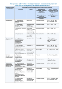 Сведения об учебно-методическом и информационном обеспечении преподаваемых дисциплин: