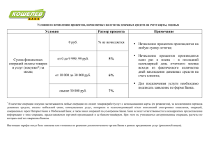 Условия Размер процента Примечание Сумма финансовых