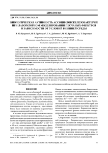 биология биологическая активность ассоциатов железобактерий