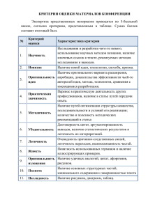 КРИТЕРИИ ОЦЕНКИ МАТЕРИАЛОВ КОНФЕРЕНЦИИ Экспертиза