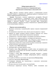 Работа пользователя в операционной среде ПК и локальной сети