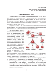 А.Т. Арисова Стволовые клетки мозга Человеческое тело