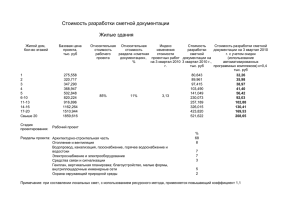 Стоимость разработки сметной документации Жилые здания