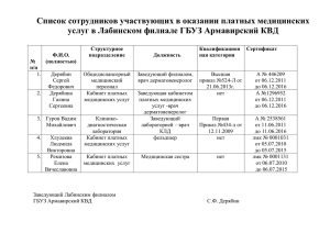 Список сотрудников участвующих в оказании платных