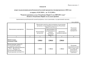 Приложение 1 ОБЪЕМ затрат на реализацию республиканской