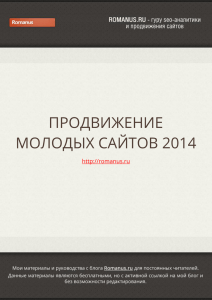 ПРОДВИЖЕНИЕ МОЛОДЫХ САЙТОВ 2014