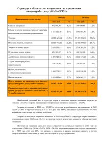 Структура и объем затрат на производство и реализацию