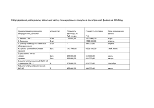 Оборудование, материалы, запасные части, планируемые к