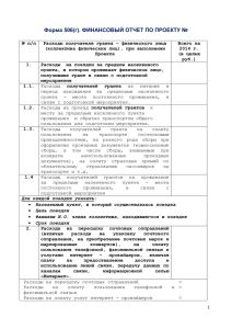 Форма 506(г). ФИНАНСОВЫЙ ОТЧЕТ ПО ПРОЕКТУ №