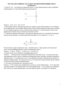 ТЕСТЫ ДЛЯ ЗАЩИТЫ Интерференция