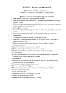 Б1.В.ОД.2 –  История мировых религий  Направление 38.03.01  – экономика