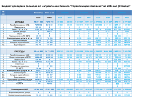 Бюджет доходов и расходов по направлению бизнеса