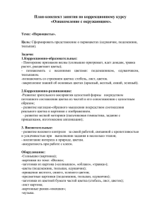 План-конспект занятия по коррекционному курсу «Ознакомление с окружающим».