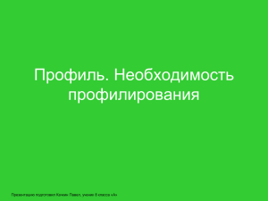 "Профиль. Необходимость профилирования" (Качкин П.)