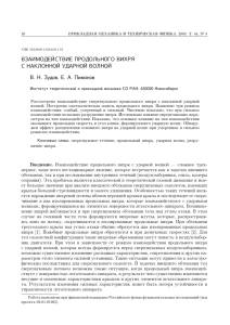 Взаимодействие продольного вихря с наклонной ударной волной