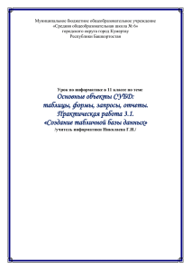 Основные объекты СУБД: таблицы, формы, запросы, отчеты