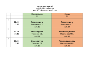 Понедельник Среда 1. 16.45- 17.00 Развитие речи Федоренко С