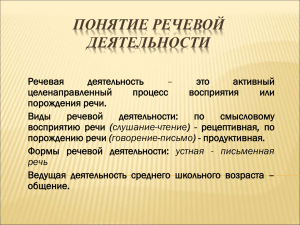 Понятие речевой деятельности (Воителева Т. М.)