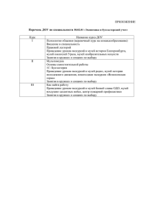 ПРИЛОЖЕНИЕ Курс Название курса ДОУ I Психология общения