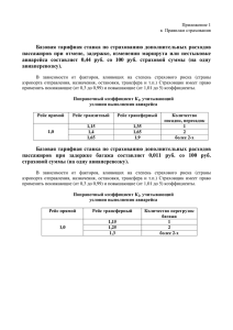 Базовая тарифная ставка по страхованию дополнительных