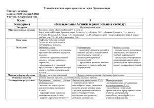 Технологическая карта урока по истории Древнего мира