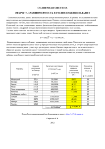 солнечная система открыта закономерность в расположении