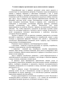 Условия и формы организации труда дошкольников в природе