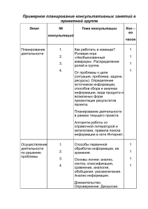 Примерное планирование консультативных занятий в