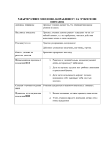 ХАРАКТЕРИСТИКИ ПОВЕДЕНИЯ, НАПРАВЛЕННОГО НА