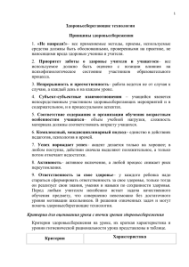 Здоровьесберегающие технологии Принципы здоровьесбережения «Не  навреди!»