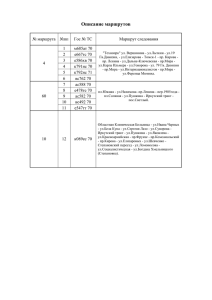 Описание маршрутов № маршрута №пп Гос № ТС Маршрут