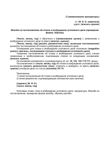 Жалоба на постановление об отказе в возбуждении уголовного