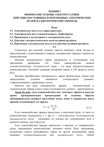 ЛЕКЦИЯ 5 ФИЗИЧЕСКИЕ ОСНОВЫ ЭЛЕКТРОСТАТИКИ