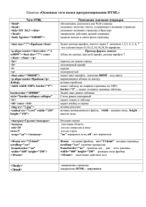 Памятка «Основные теги языка программирования HTML»