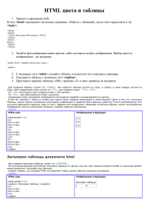 HTML цвета и таблицы