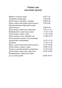 Режим дня ясельная группа Прием и осмотр, игры 6.30