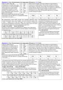 Вариант 1. Тема: Компьютерные сети. Адресация в Интернете