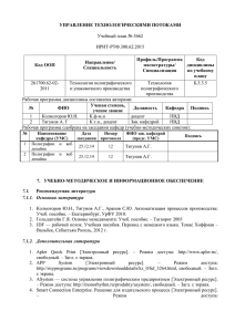 Учебный план № 3662 ИРИТ-РТФ.300.62.2015 УПРАВЛЕНИЕ ТЕХНОЛОГИЧЕСКИМИ ПОТОКАМИ