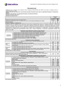 Приложение №1 к Договору об оказании услуг связи (Тарифный
