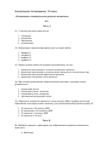 Контрольное тестирование. 10 класс.