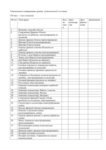 Тематическое планирование уроков  технологии во 2-м классе