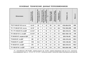 ОСНОВНЫЕ  ТЕХНИЧЕСКИЕ  ДАННЫЕ ТЕПЛООБМЕННИКОВ