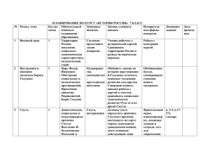 ПЛАНИРОВАНИЕ ПО КУРСУ «ИСТОРИЯ РОССИИ» 7 КЛАСС