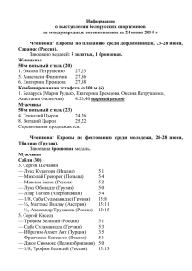 Информация о выступлении белорусских спортсменов