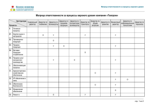 Матрица распределения ответственности за процессы верхнего