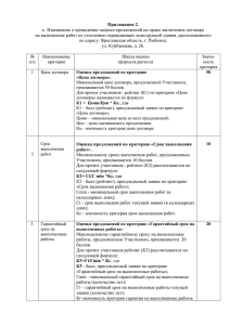 Таблица оценки предложений