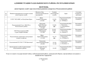 АДМИНИСТРАЦИЯ РАЗДОЛЬНЕНСКОГО РАЙОНА РЕСПУБЛИКИ КРЫМ  ПЕРЕЧЕНЬ