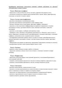 Кодификатор  предметных  результатов  освоения  учебной  программы... «Русский язык» к концу 2 класса: