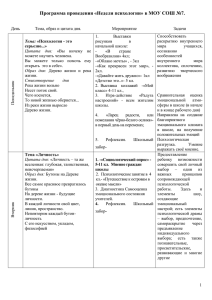 Программа проведения недели психологии в школе