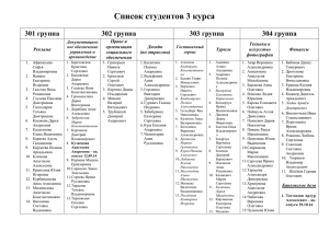 Списки студентов 3 курса